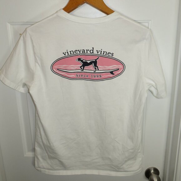 Vineyard Vines Hot Dog Surf Logo Short-Sleeve Pocket Tee Dbl Sided Medium - Picture 1 of 5